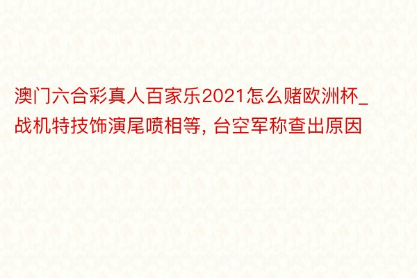 澳门六合彩真人百家乐2021怎么赌欧洲杯_战机特技饰演尾喷相等， 台空军称查出原因