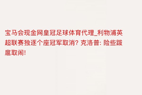 宝马会现金网皇冠足球体育代理_利物浦英超联赛独逐个座冠军取消? 克洛普: 险些跋扈取闹!